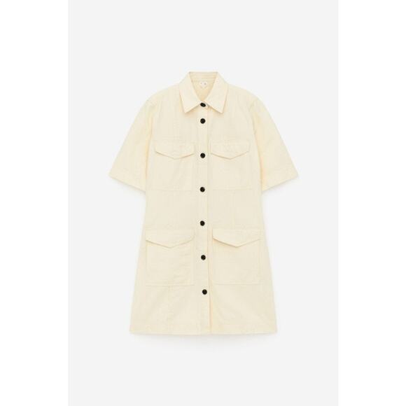 Arket Dresses & Skirts - Arket Shirt Dress Linen Cotton Butter Yellow Sz M Utility Minimalist Scandi